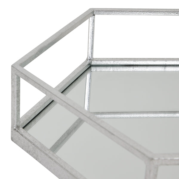 Silver Hexagon Set of Two Trays – Elegant Metallic Display Trays for Contemporary UK Interiors