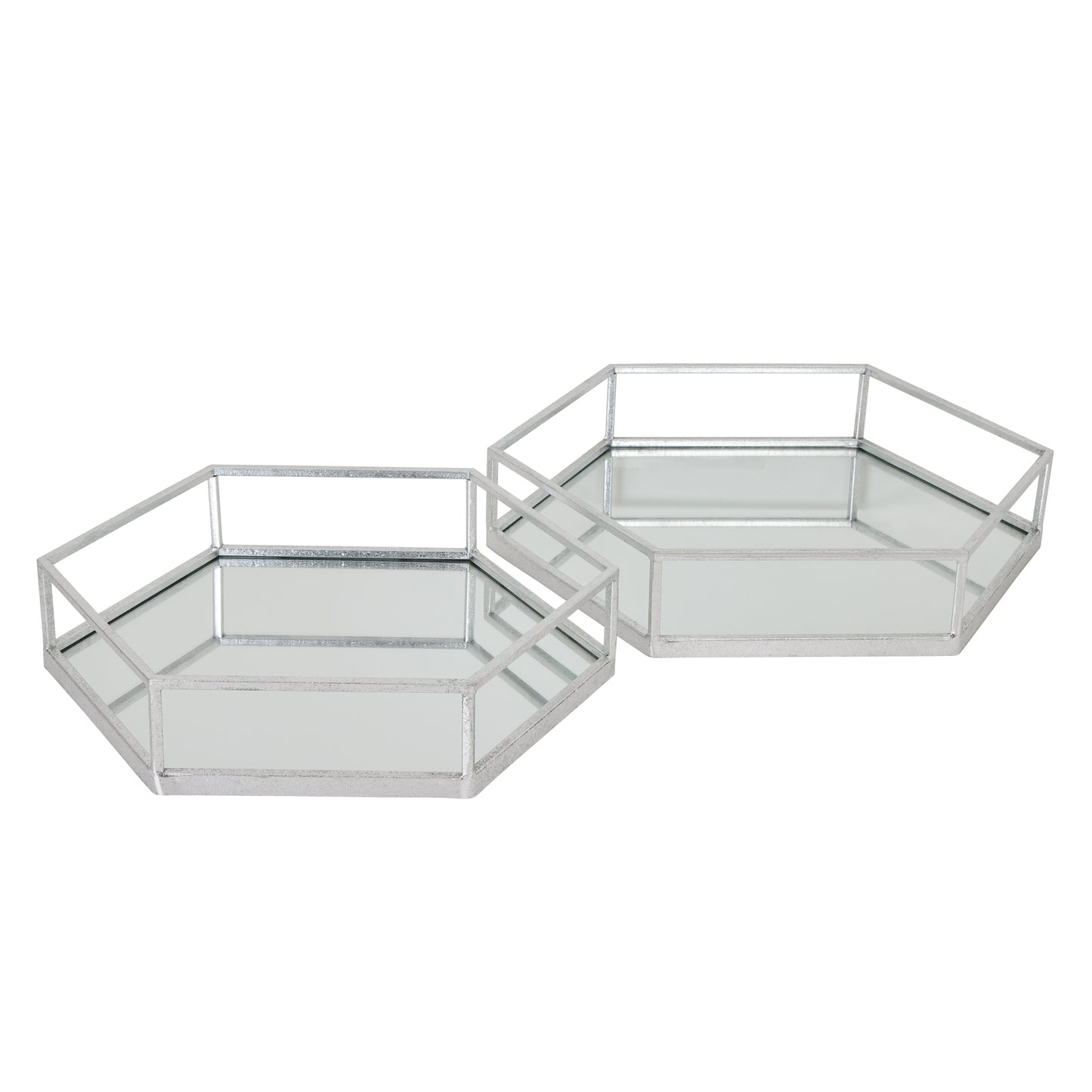 Silver Hexagon Set of Two Trays – Elegant Metallic Display Trays for Contemporary UK Interiors