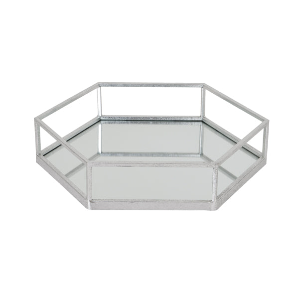 Silver Hexagon Set of Two Trays – Elegant Metallic Display Trays for Contemporary UK Interiors