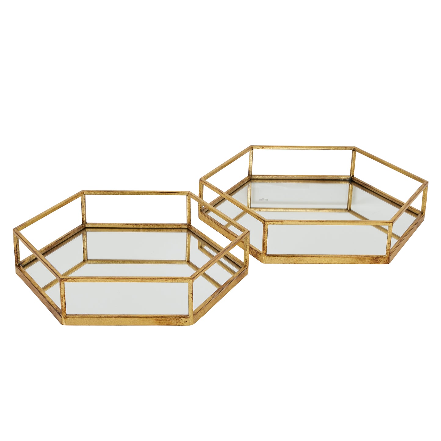 Gold Hexagon Set of Two Trays – Luxurious Metallic Display Trays for Elegant UK Interiors