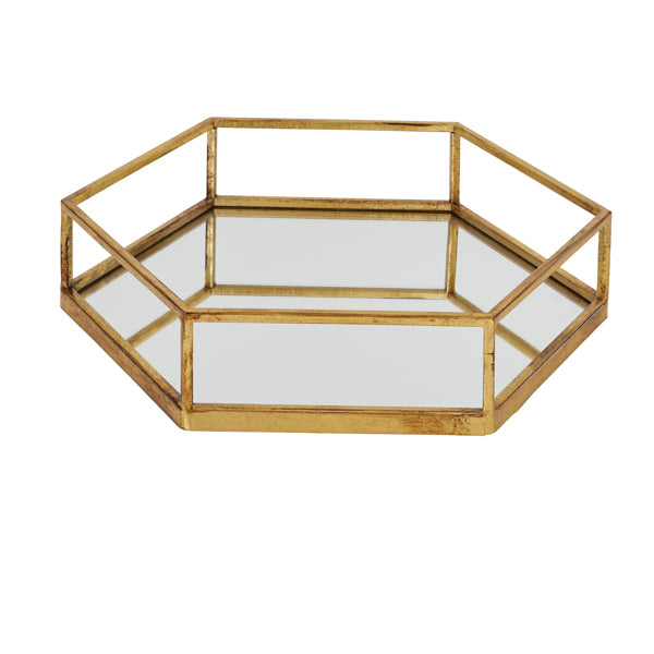 Gold Hexagon Set of Two Trays – Luxurious Metallic Display Trays for Elegant UK Interiors