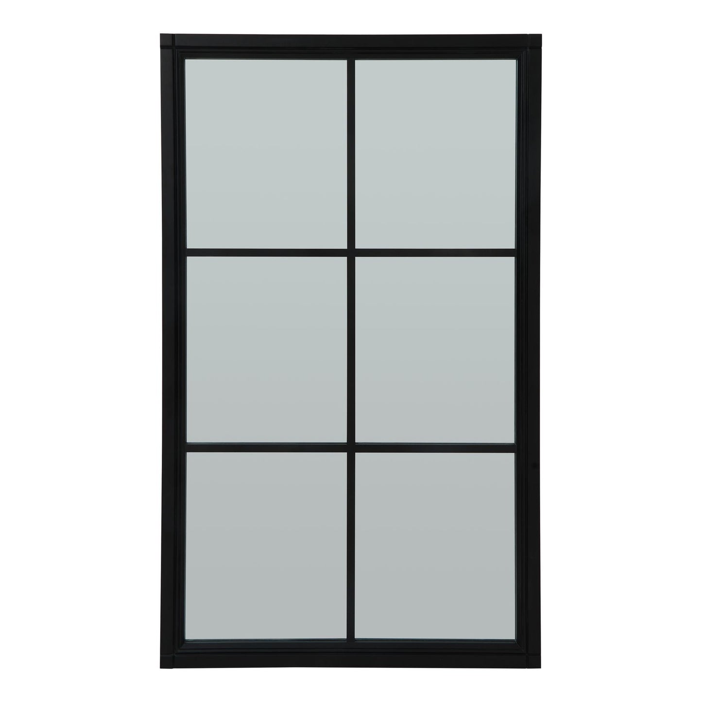 Black Wood Large Window Mirror – 150cm Industrial Multi-Panel Mirror
