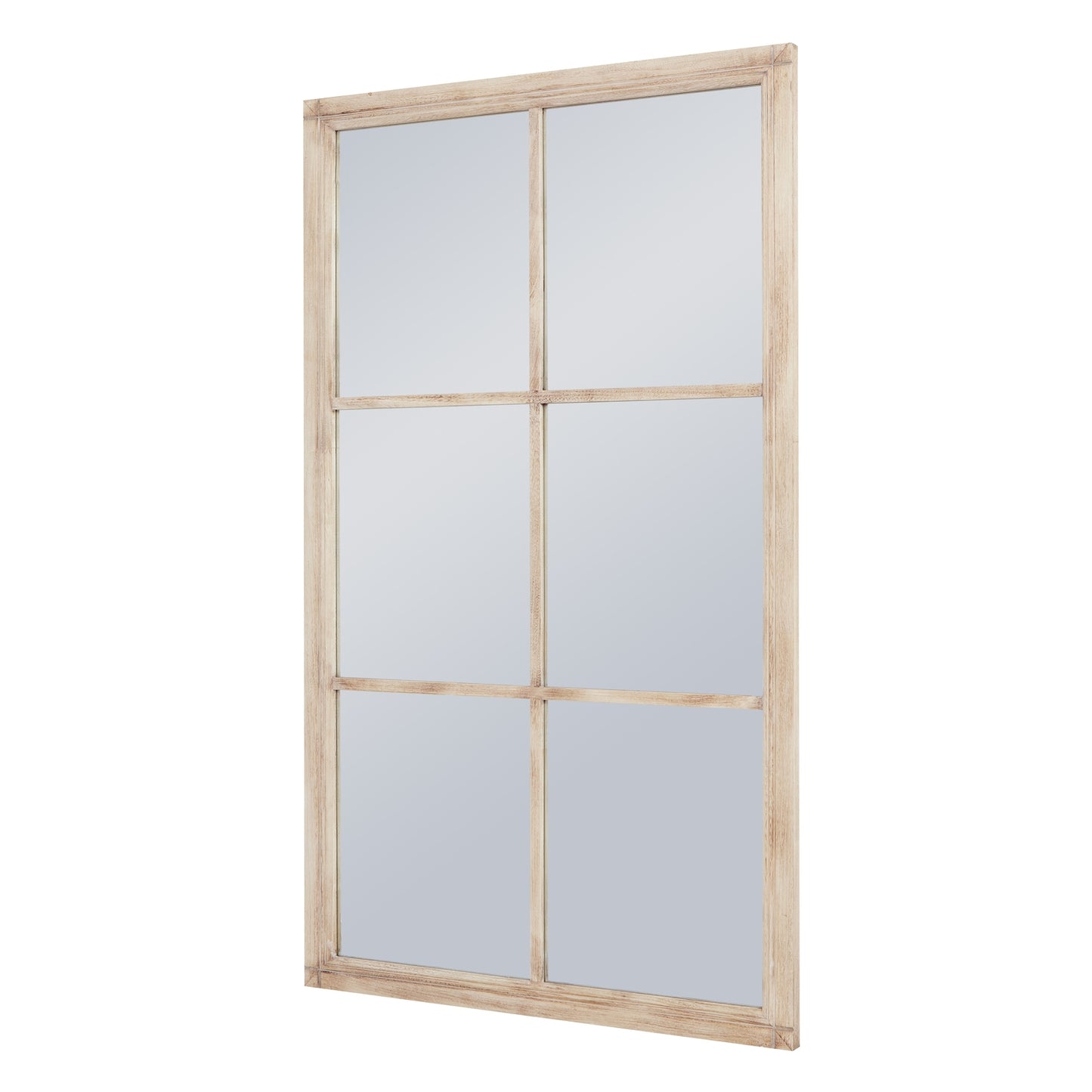 Washed Wood Large Window Mirror – 150cm Rustic Multi-Panel Wall Mirror