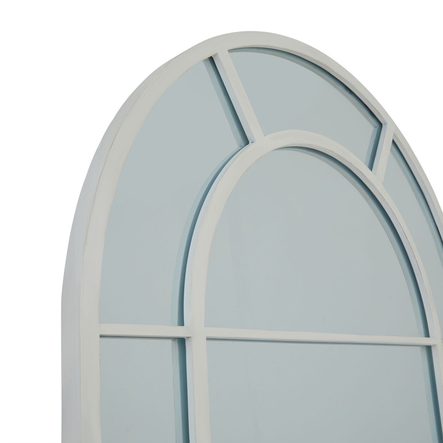 White Large Arched Window Mirror – 200cm Gothic-Style Tall Wall Mirror