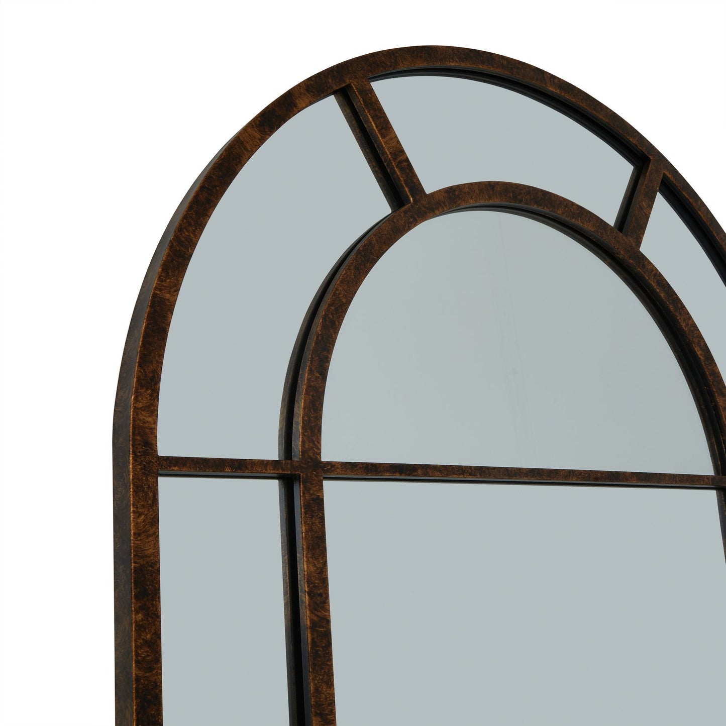 Rust Effect Large Arched Window Mirror – 200cm Industrial Style Floor Mirror