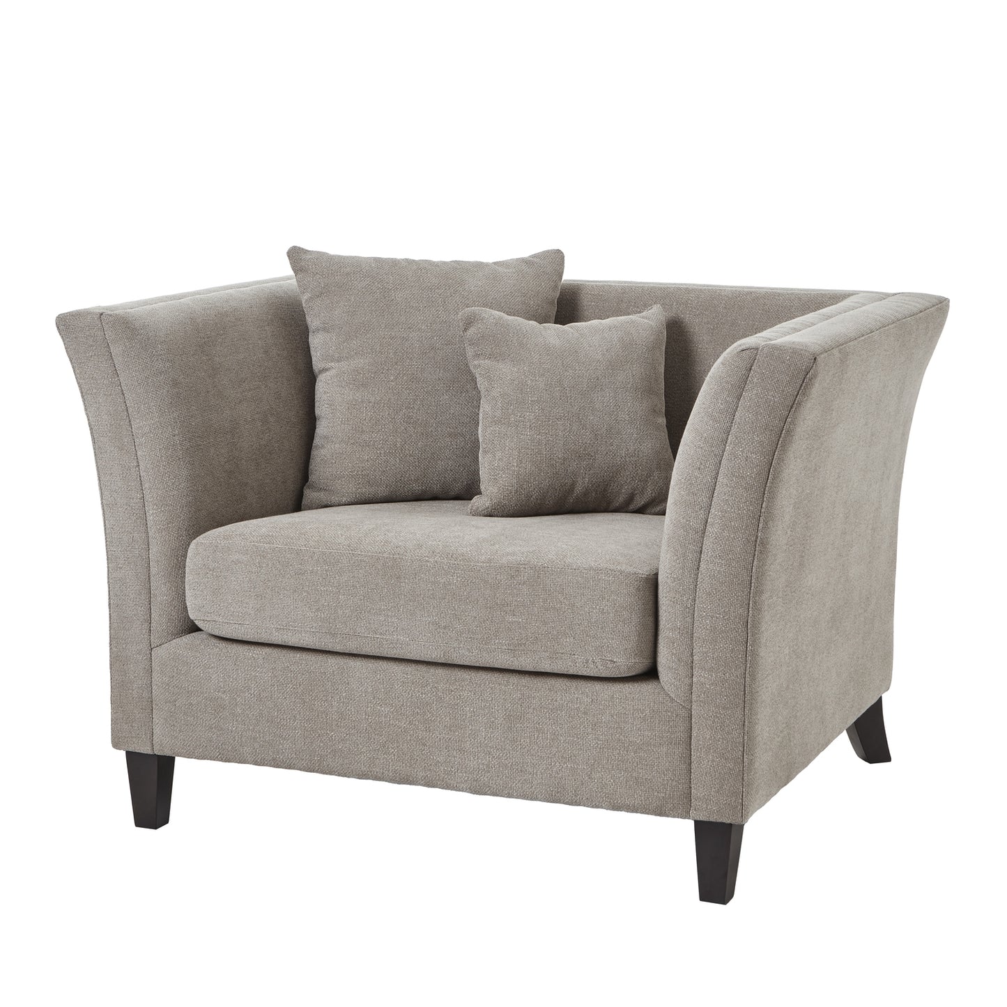 Indulge in the ultimate comfort with the Vesper Taupe Cushion Back Snuggle Chair. FREE UK MAINLAND DELIVERY. Shop online today at www.nobleandnook.co.uk
