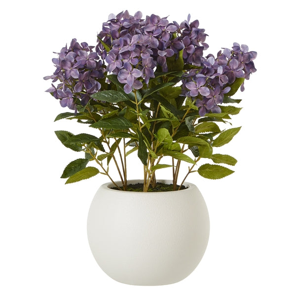 Medium Purple Faux Hydrangea Plant in Pot | Artificial Flowers