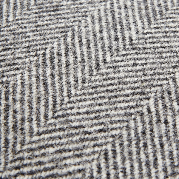 Grey Herringbone Pure Wool Cushion with Piped Edge – Luxury Textured Wool Cushion for Timeless Interiors