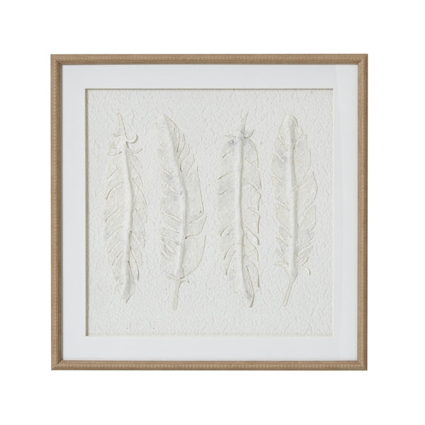 Alta White Feathers Art Mounted In Beaded Frame
