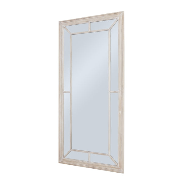 Large Washed Wood Framed Window Mirror – 200cm Rustic Floor Mirror for Modern & Traditional Interiors