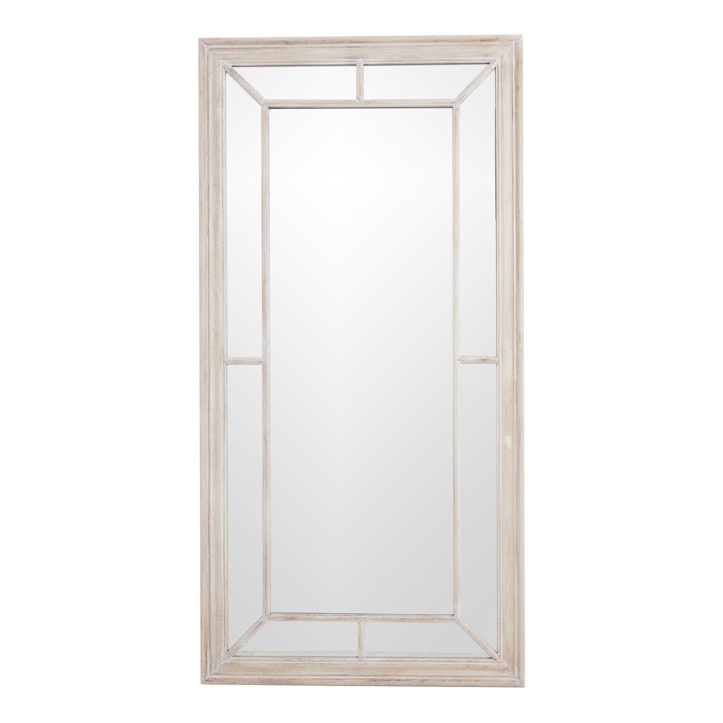 Large Washed Wood Framed Window Mirror – 200cm Rustic Floor Mirror for Modern & Traditional Interiors