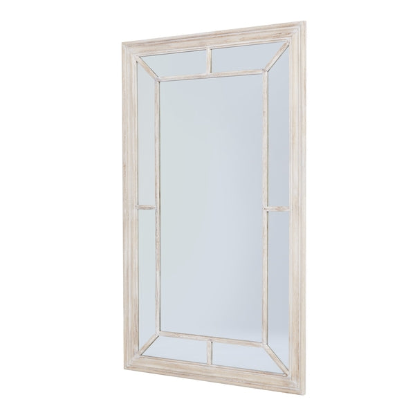 Washed Wood Framed Window Mirror – 150cm Rustic Windowpane Mirror