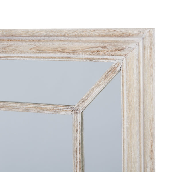 Washed Wood Framed Window Mirror – 150cm Rustic Windowpane Mirror