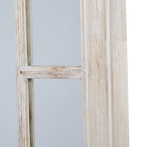 Washed Wood Framed Window Mirror – 150cm Rustic Windowpane Mirror