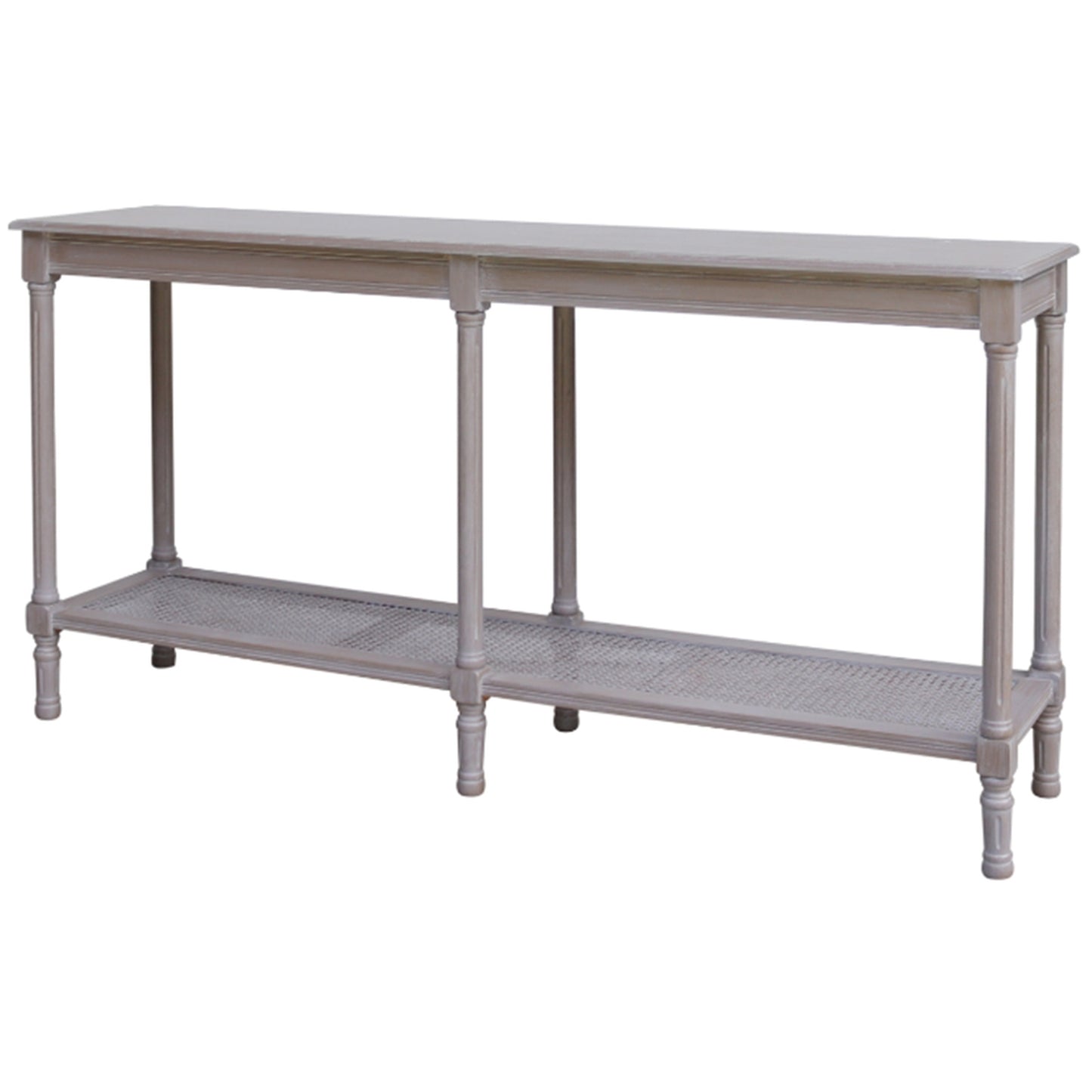 Buy the Serene Rattan Large Console Table. Dimensions - L40xW160xH80cm . Blending natural charm with contemporary elegance and featuring an intricately woven rattan frame and a sleek, tempered top, its generous size and refined silhouette make it a standout piece in any space.