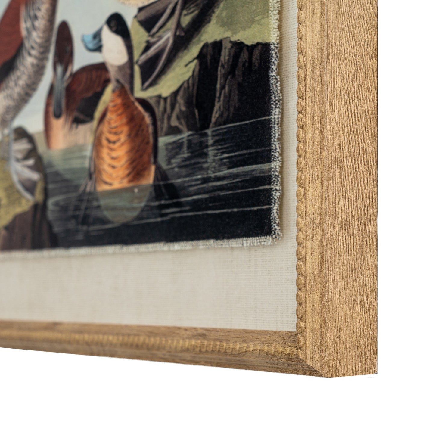 Flora & Fauna Collection – Ducks on Linen in Beaded Frame