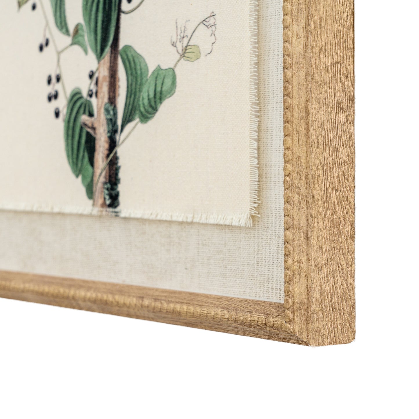 Flora & Fauna Collection Shrikes on Linen in Beaded Frame – Natural Beauty and Timeless Elegance