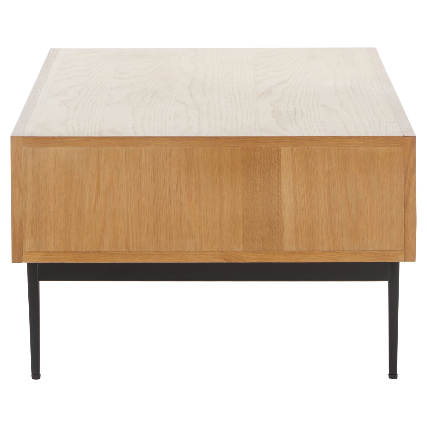 The Kajara Coffee Table pairs a natural carved wood finish with clean black metal legs, offering an elegant balance between rustic charm and modern minimalism. Shop online today at www.nobleandnook.co.uk