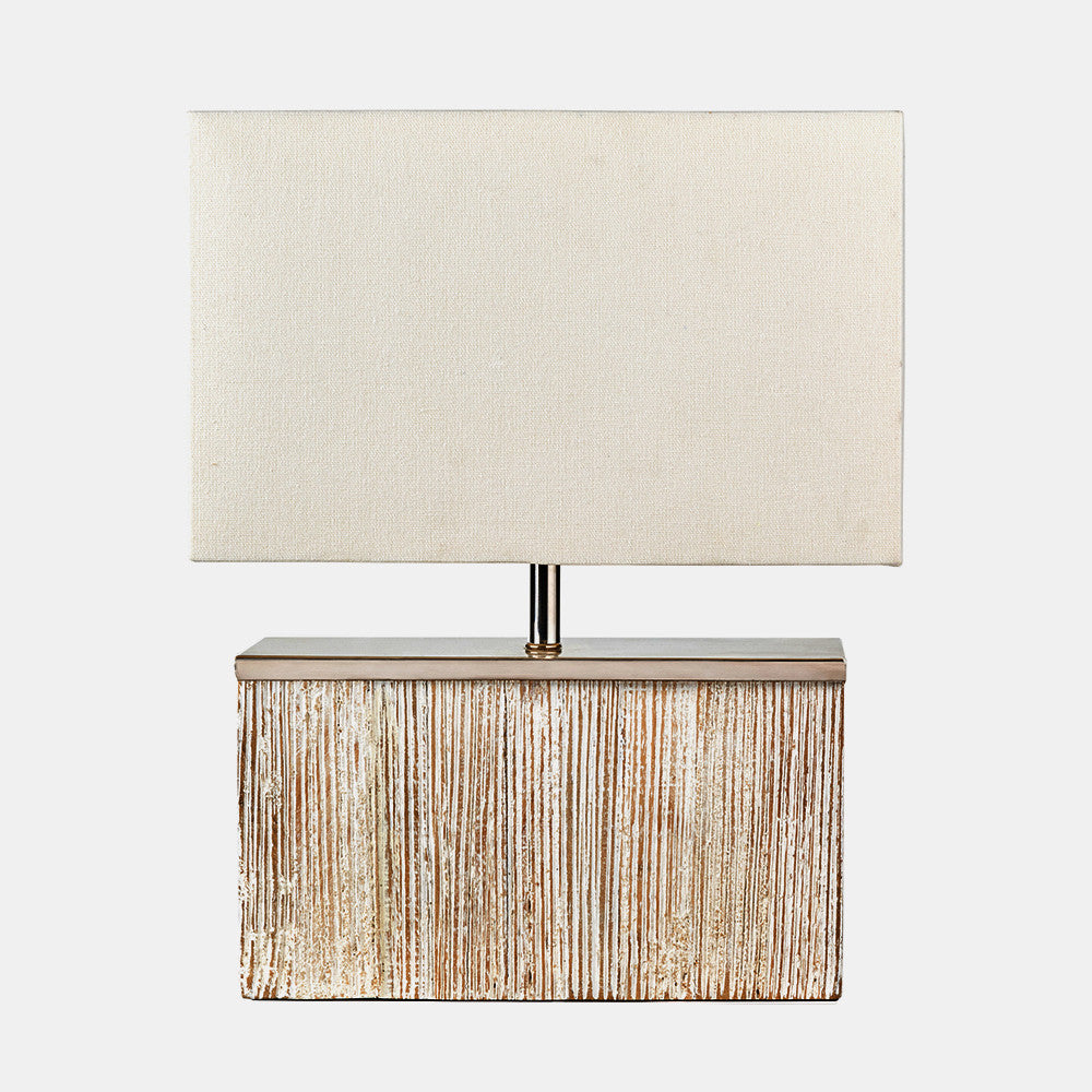 Make a stylish statement with the stylish rectangular Hampton White Wash Wood Table Lamp with a soft grey washed wood effect and a crisp white handloom cotton shade. W35 x D15 x H45 cm. Available today at www.nobleandnook.co.uk