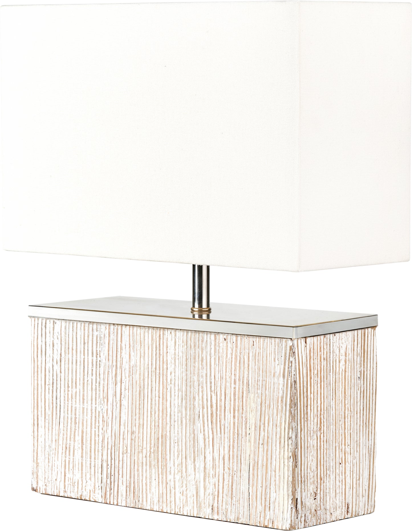 Hampton Rectangular White Wash Wood Table Lamp