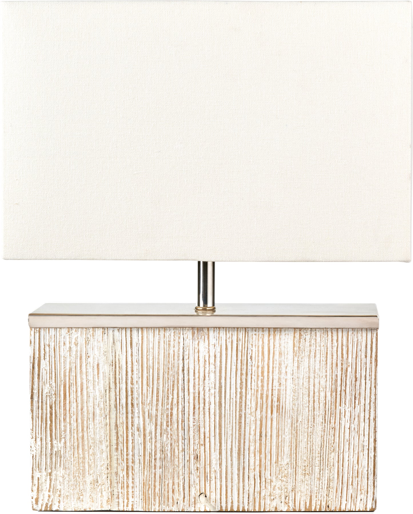 Hampton Rectangular White Wash Wood Table Lamp