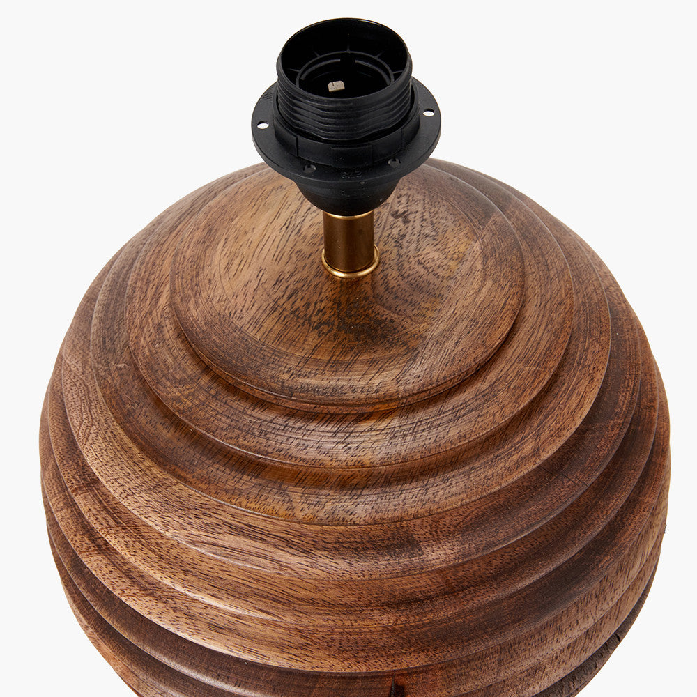 Pembury Brown Wash Turned Wood Table Lamp Base – Classic Wooden Lighting for Timeless UK Interiors