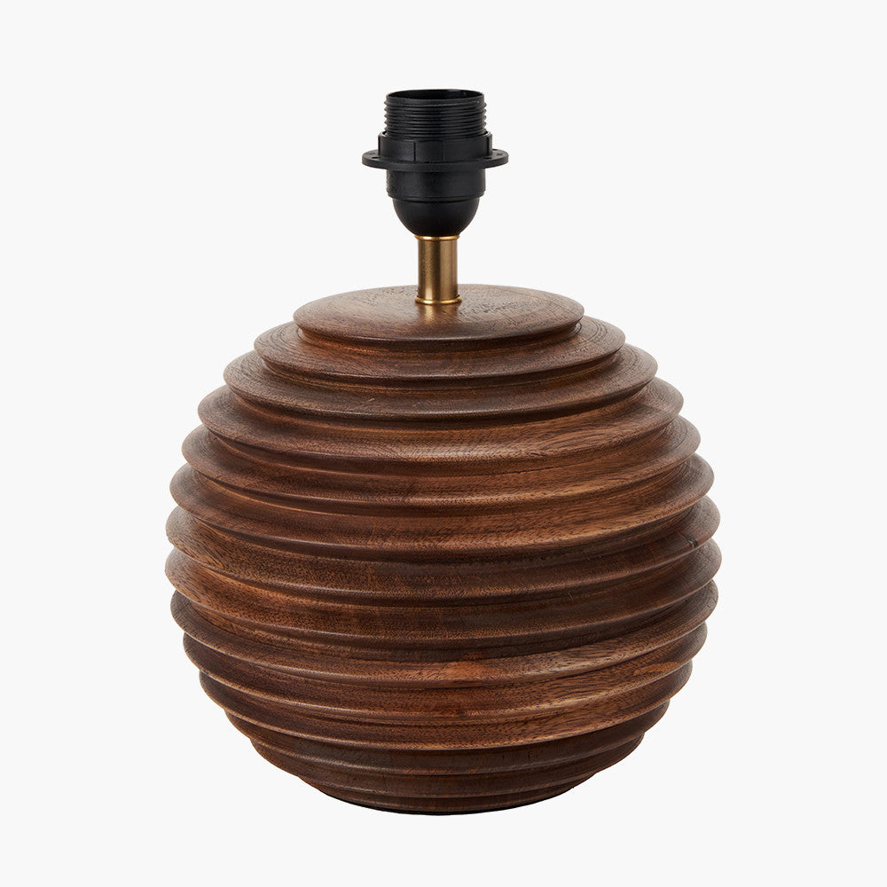 Pembury Brown Wash Turned Wood Table Lamp Base – Classic Wooden Lighting for Timeless UK Interiors