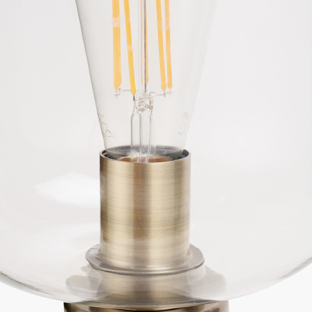 Florence Black Metal and Glass Table Lamp with Brass Detailing