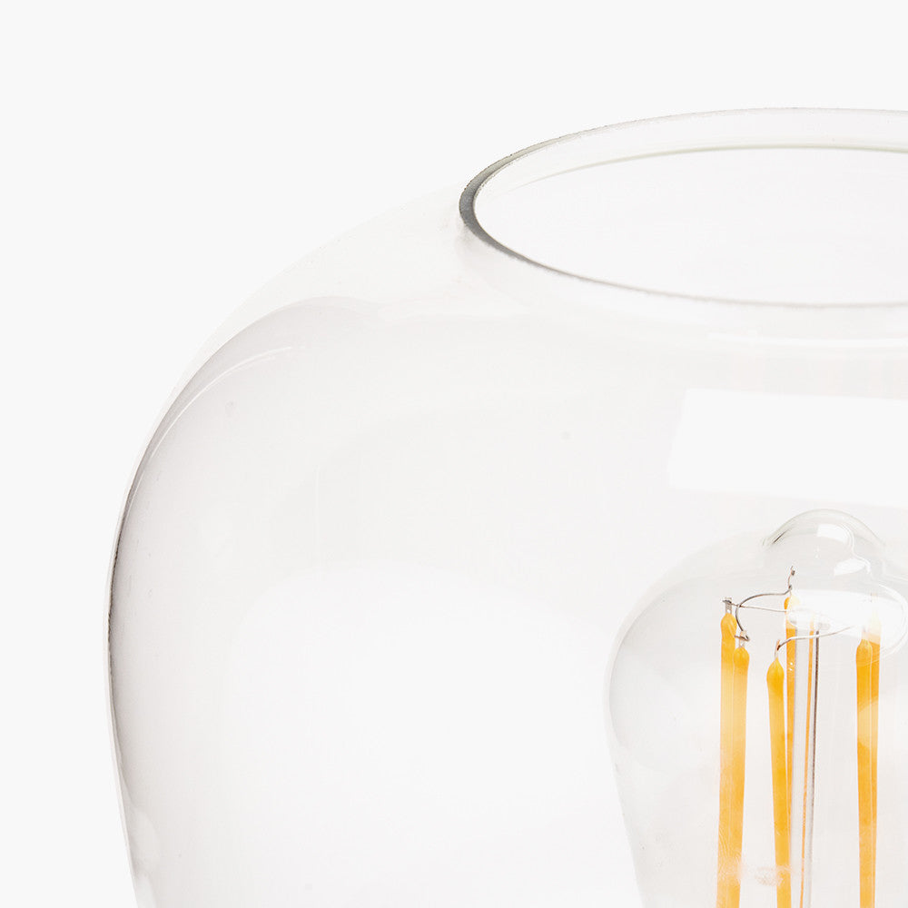 Florence Black Metal and Glass Table Lamp with Brass Detailing