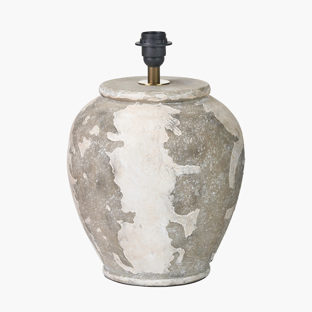 Lulia Antique Finish Stoneware Urn Table Lamp Base with Coast 45cm Cream Calico Tapered Lampshade