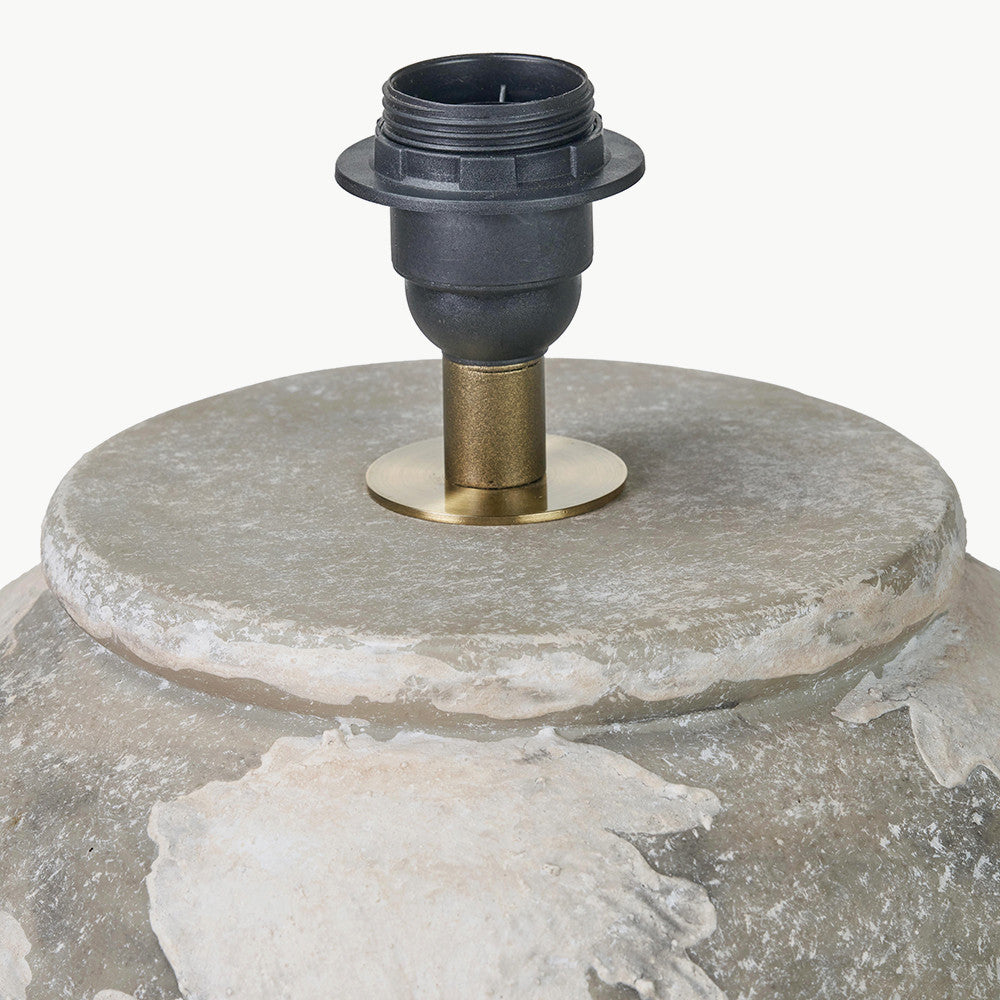 Lulia Antique Finish Stoneware Urn Table Lamp Base with Coast 45cm Cream Calico Tapered Lampshade