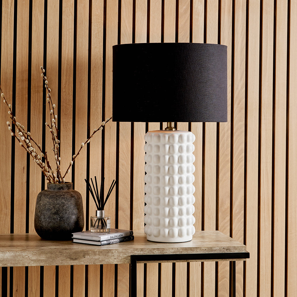 Sohan White Bobbled Ceramic Tall Table Lamp Base