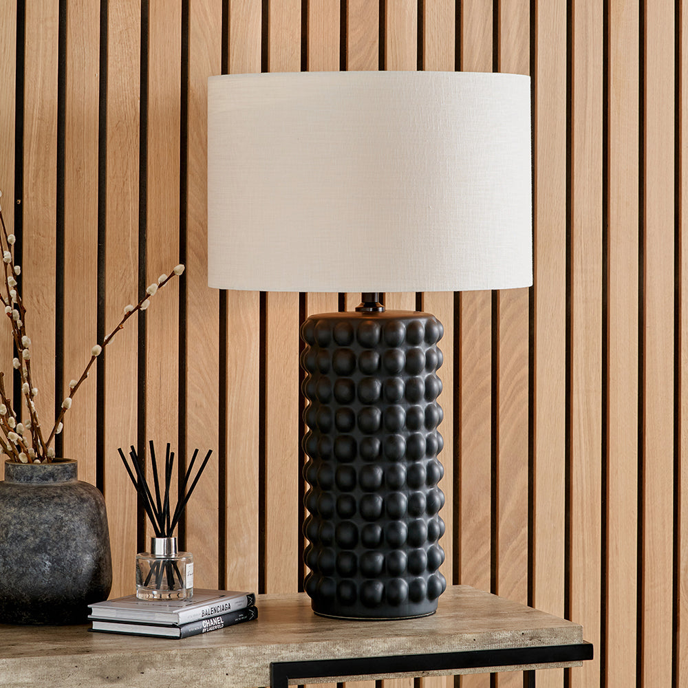 Sohan Black Bobbled Ceramic Tall Table Lamp Base