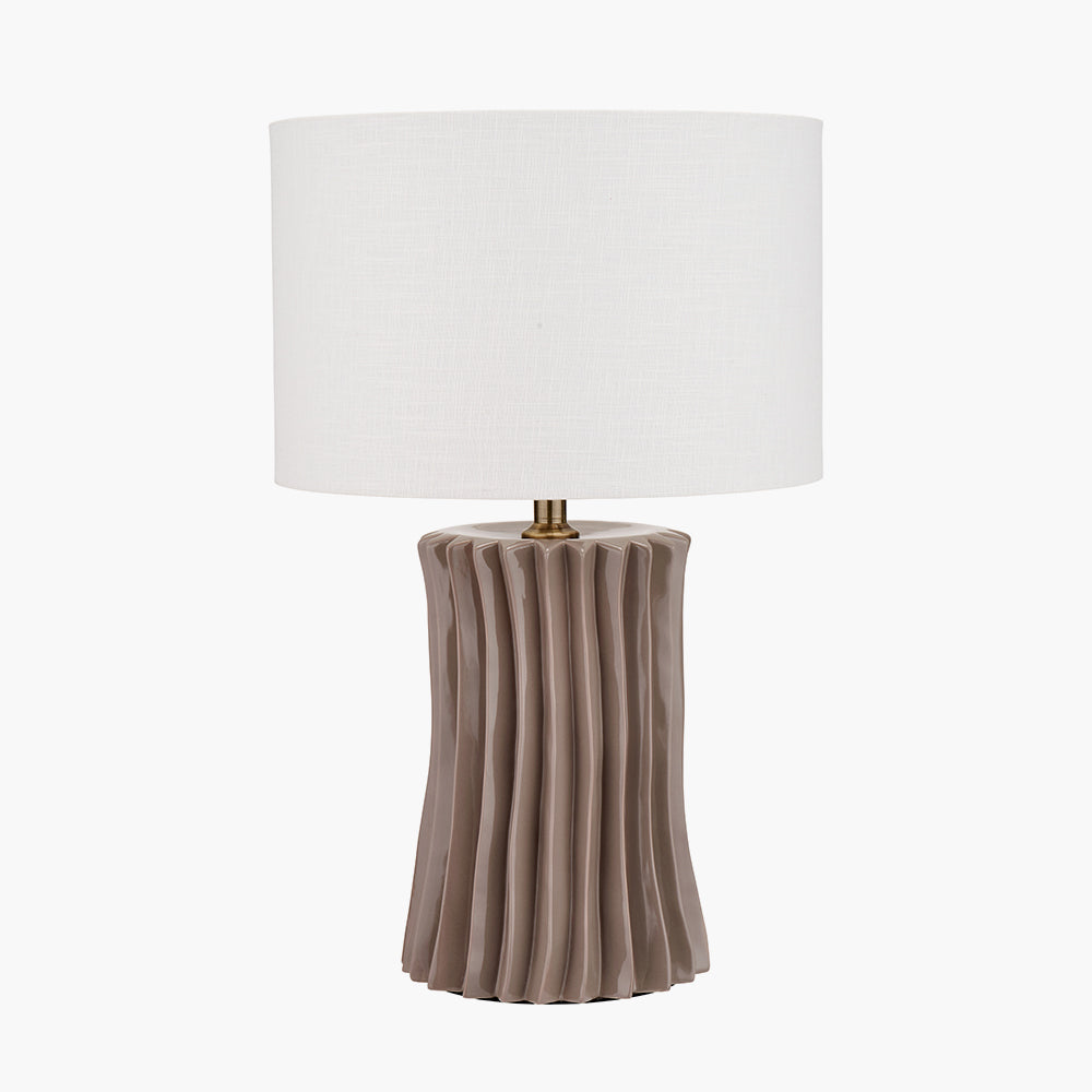 Devony Taupe Pleated Ceramic Table Lamp Base