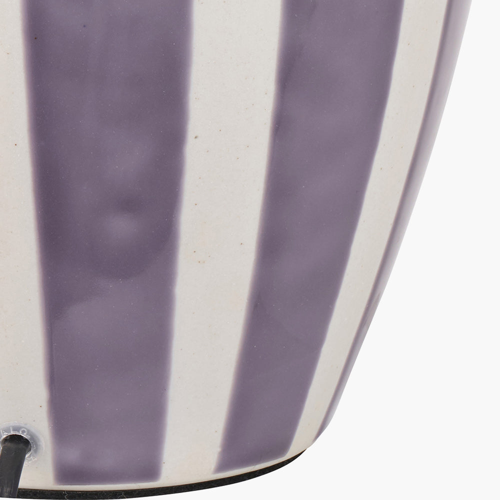 Priscilla Lilac Stripped Ceramic Table Lamp Base