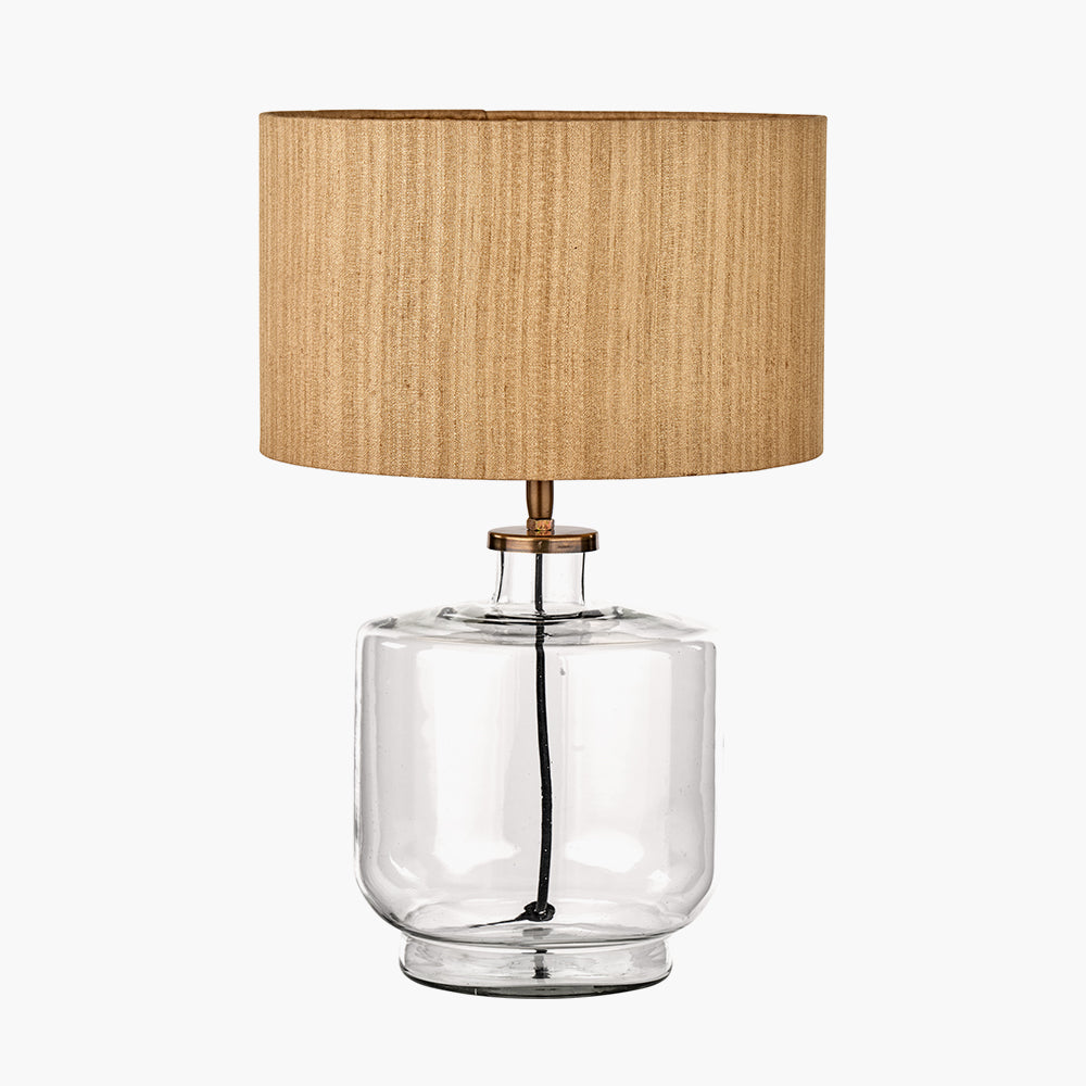 Josie Clear Glass and Antique Brass Metal Table Lamp Base