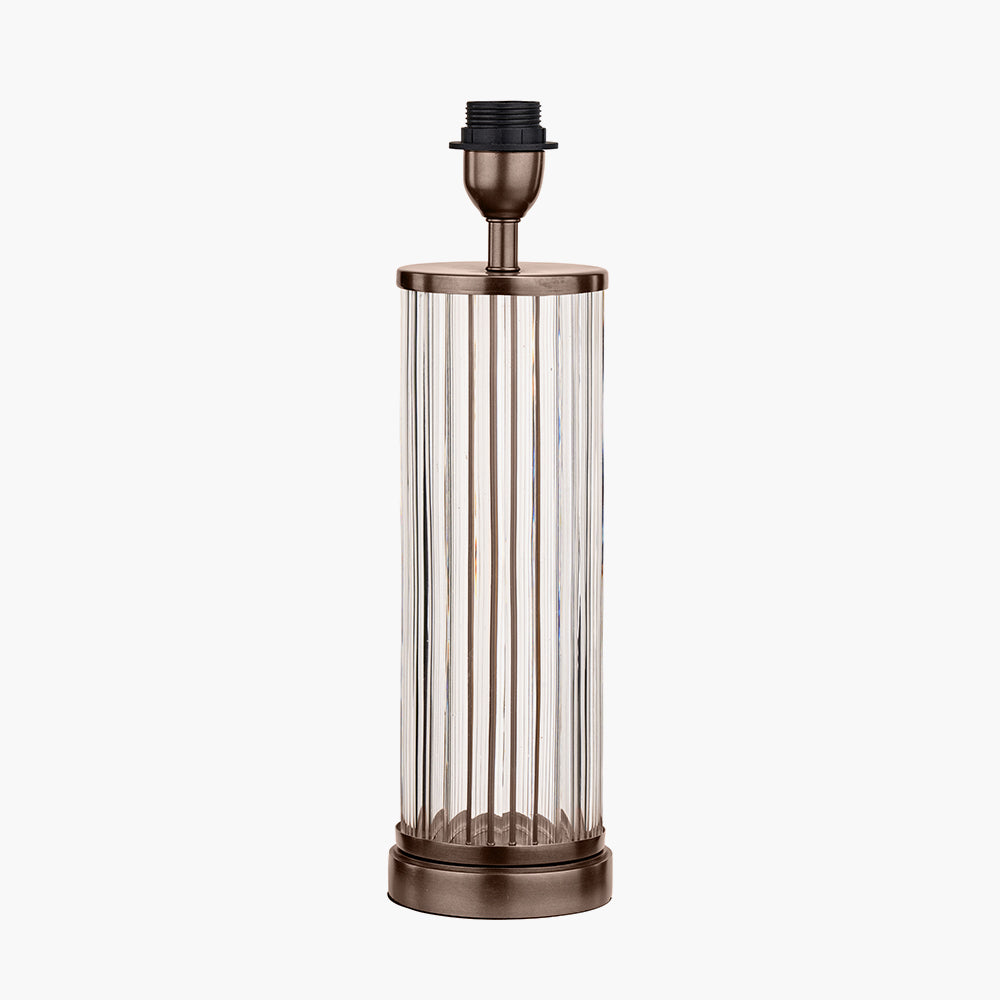Ciara Clear Glass and Antique Bronze Metal Table Lamp Base – Ribbed Glass Design