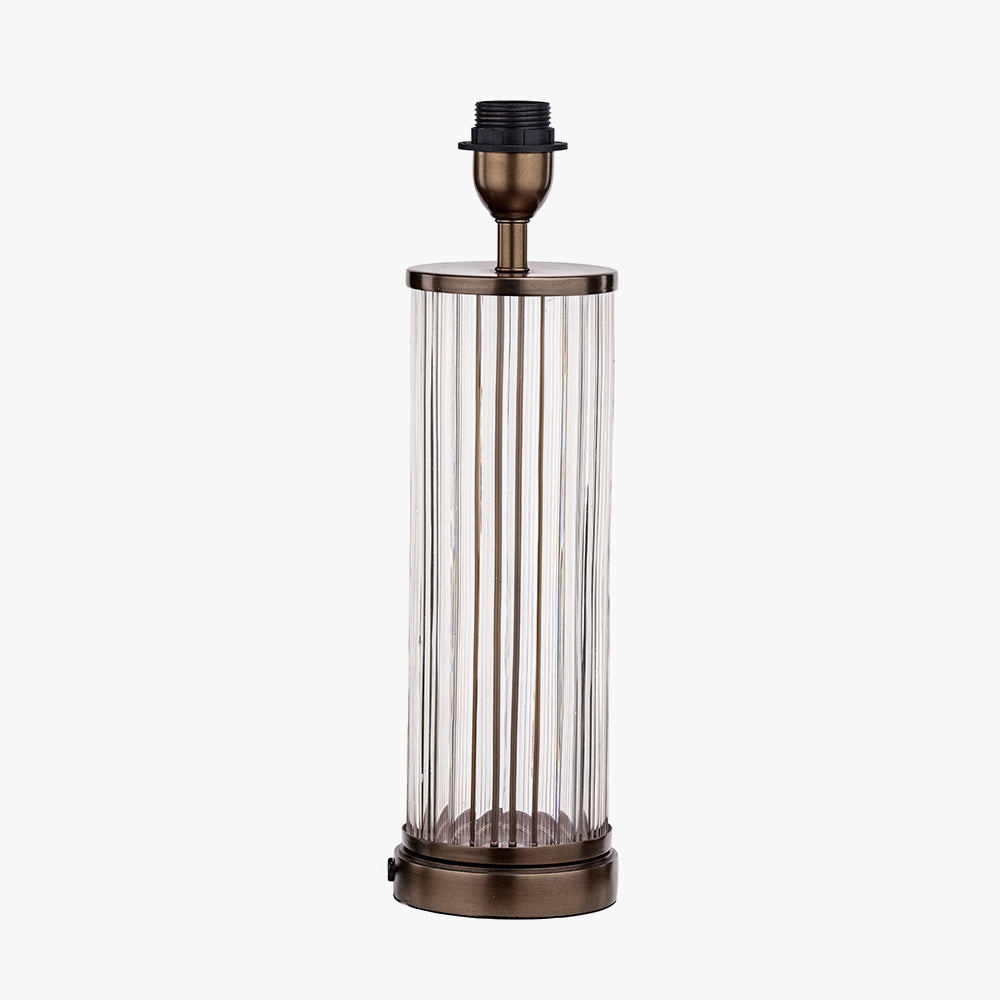 Ciara Clear Glass and Antique Bronze Metal Table Lamp Base – Ribbed Glass Design