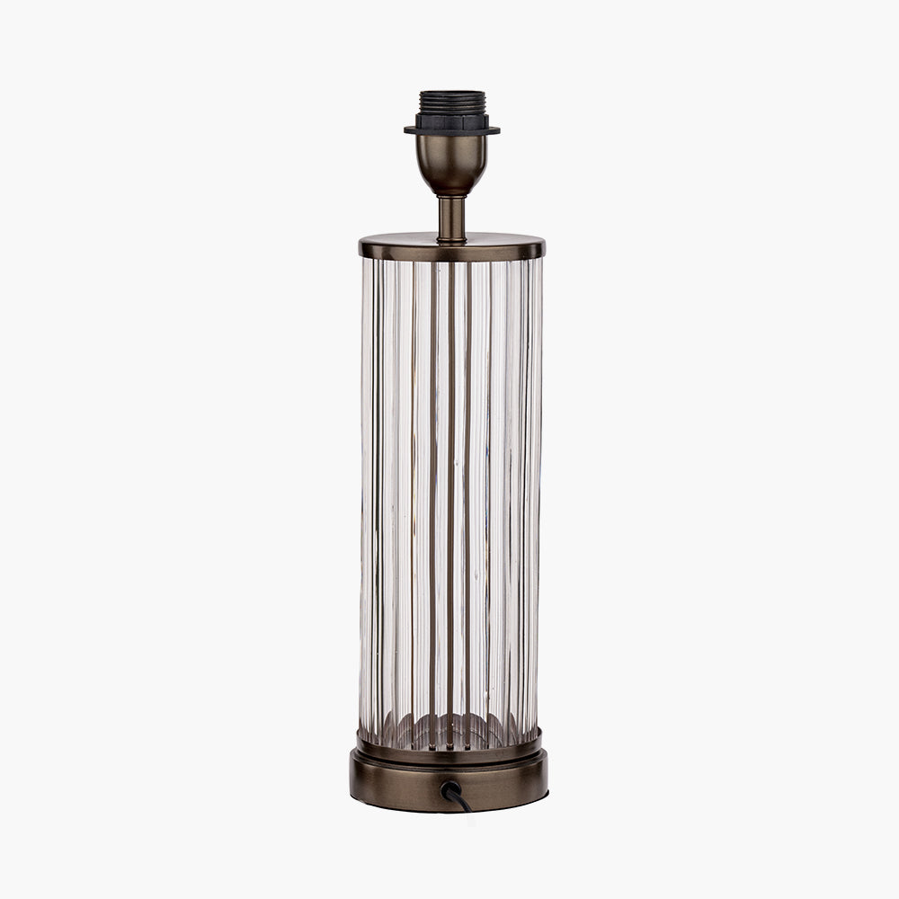Ciara Clear Glass and Antique Bronze Metal Table Lamp Base – Ribbed Glass Design