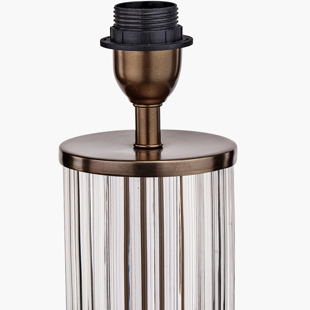 Ciara Clear Glass and Antique Bronze Metal Table Lamp Base – Ribbed Glass Design