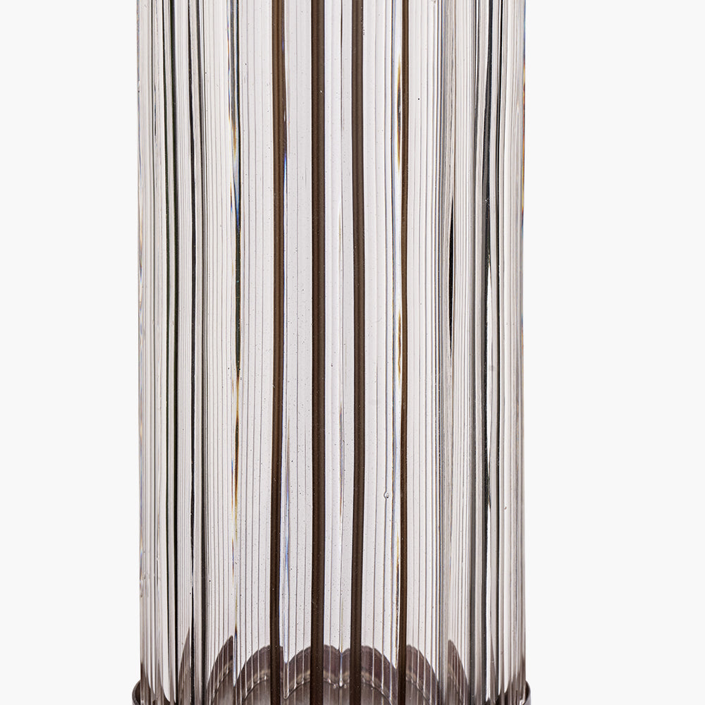 Ciara Clear Glass and Antique Bronze Metal Table Lamp Base – Ribbed Glass Design