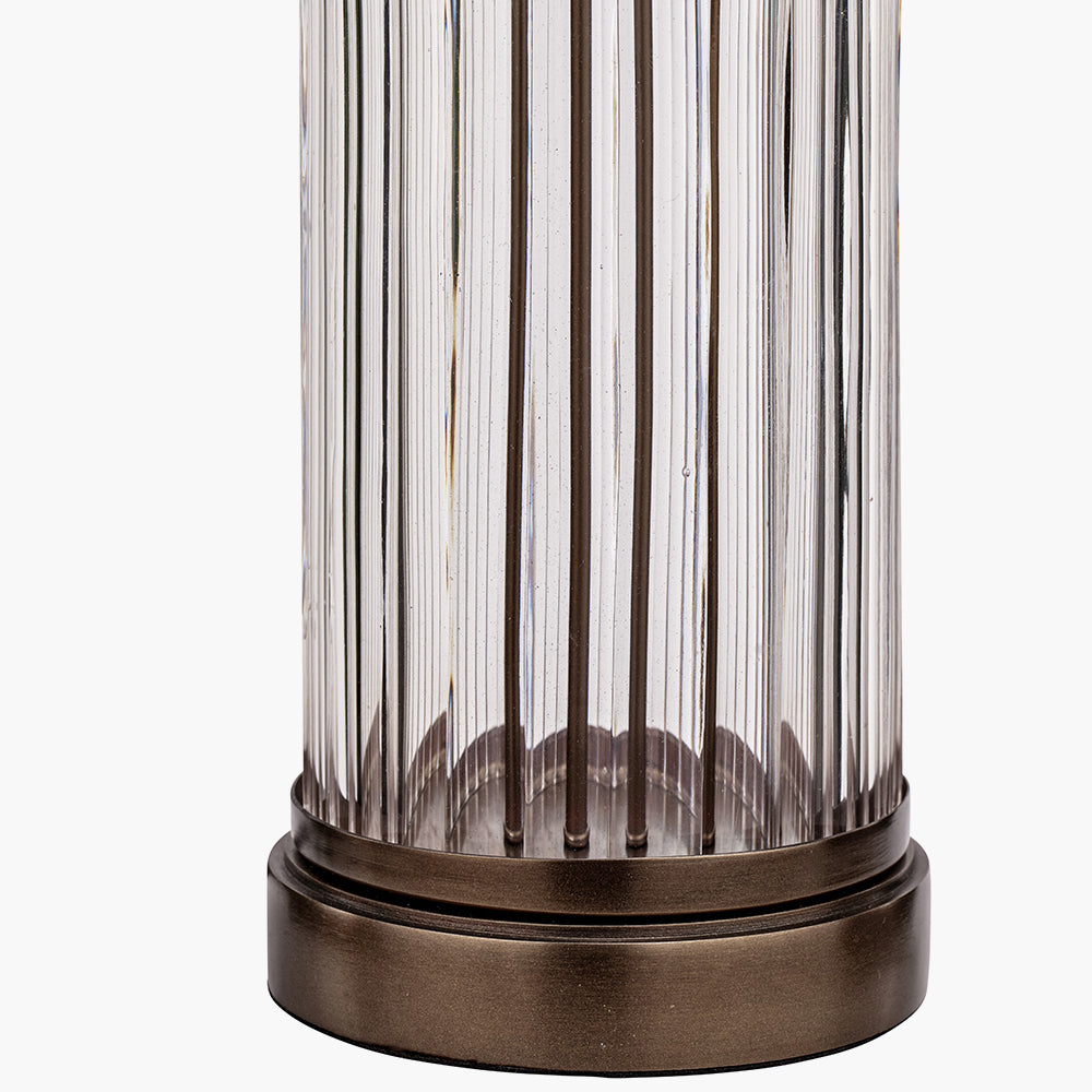 Ciara Clear Glass and Antique Bronze Metal Table Lamp Base – Ribbed Glass Design