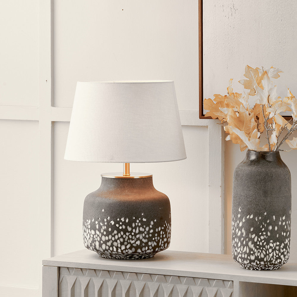 Etna Black and White Glass Table Lamp Base