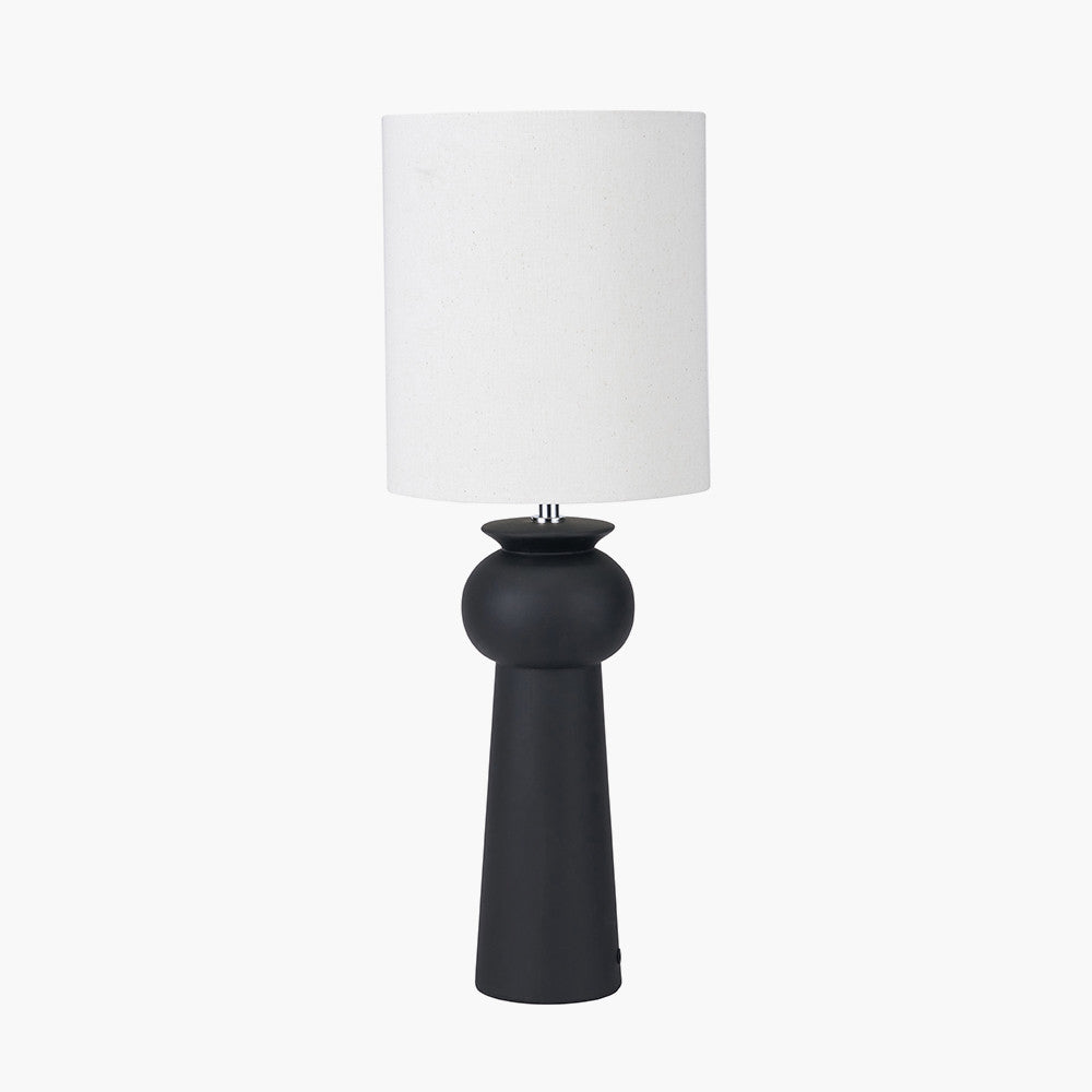 Sloane Black Contemporary Ceramic Table Lamp with White Cotton Shade