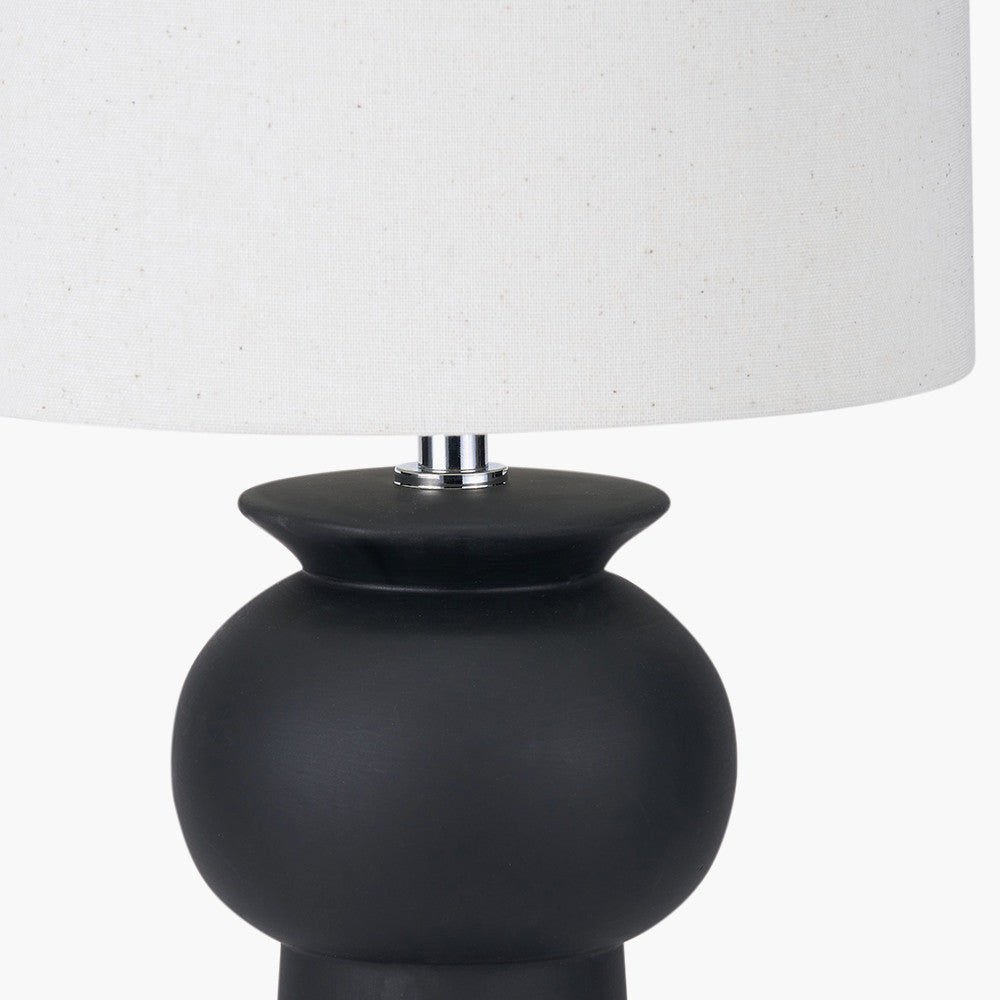 Sloane Black Contemporary Ceramic Table Lamp with White Cotton Shade