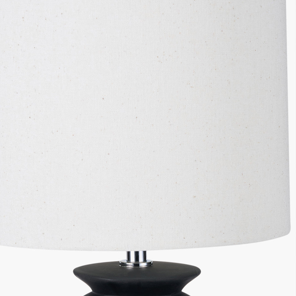 Sloane Black Contemporary Ceramic Table Lamp with White Cotton Shade