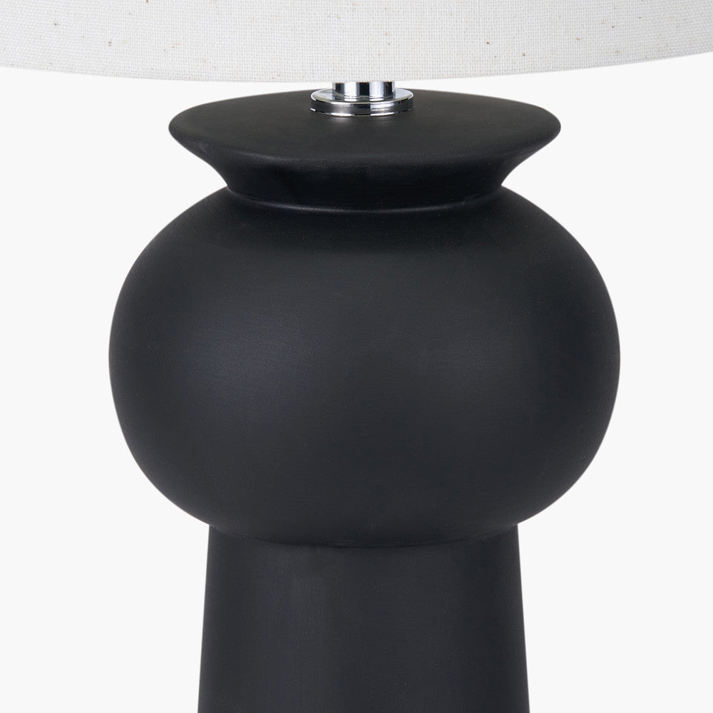 Sloane Black Contemporary Ceramic Table Lamp with White Cotton Shade