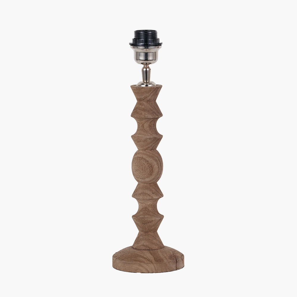 Ayra Natural Modernist Turned Wood Table Lamp Base