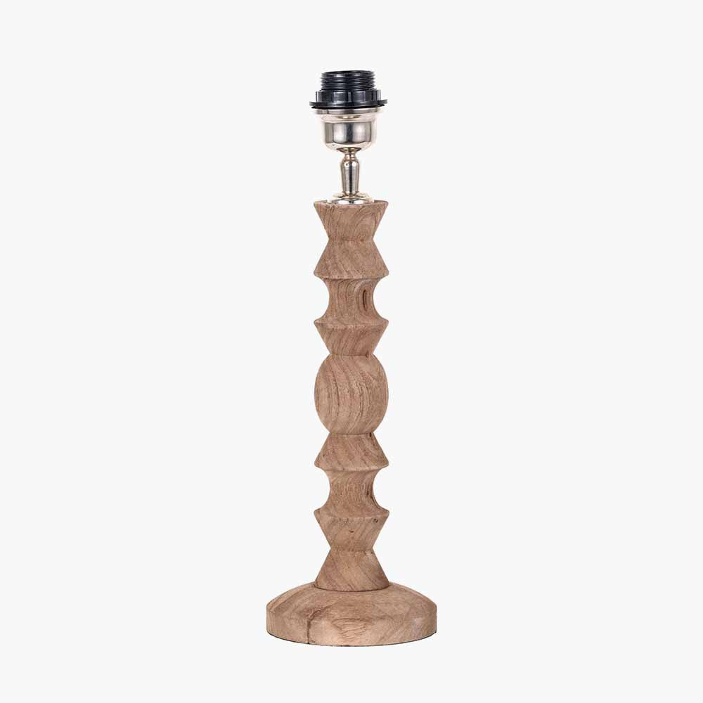 Ayra Natural Modernist Turned Wood Table Lamp Base