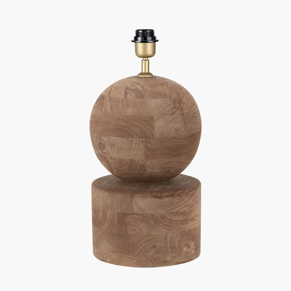 Ziva Antique Brown Round Wood Table Lamp Base